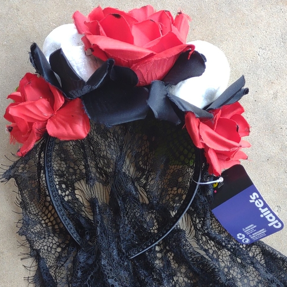 Skull  roses wedding headband Halloween - Picture 3 of 3